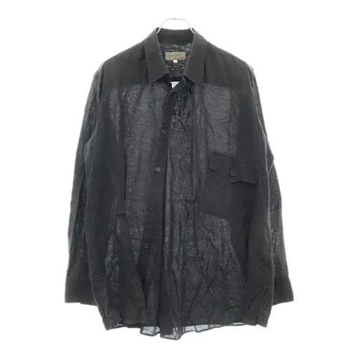 Yohji Yamamoto POUR HOMME 21ss linen balck shirts HD-B28-012