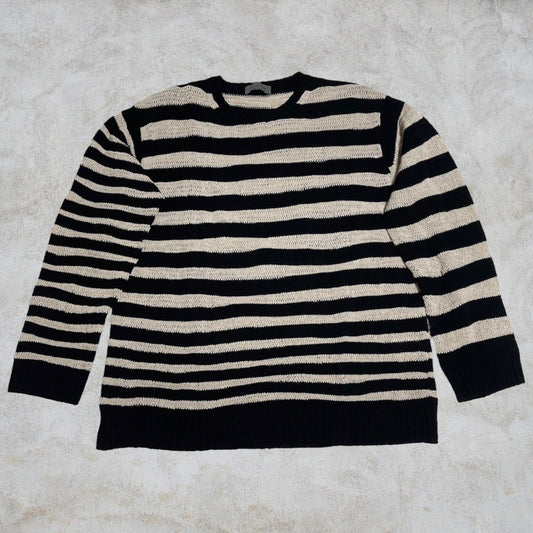 Yohji Yamamoto Pour Homme 23ss 5G1P Deformed Border Roud Neck Long Sleeve HZ-K01-090